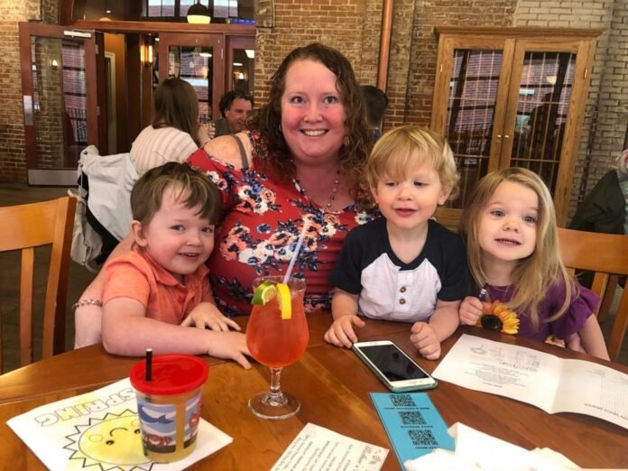 Pictured: April Kerner (second from left) with her children (left to right) Ryker, Jax and Ava.