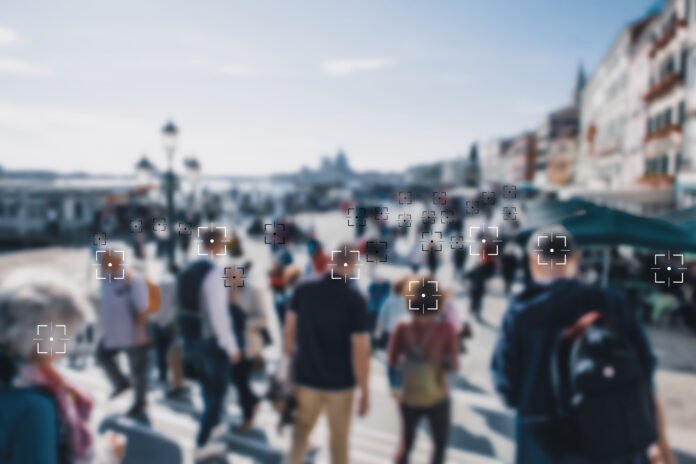 facial recognition technology used in a crowd