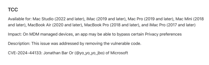 Apple security notes