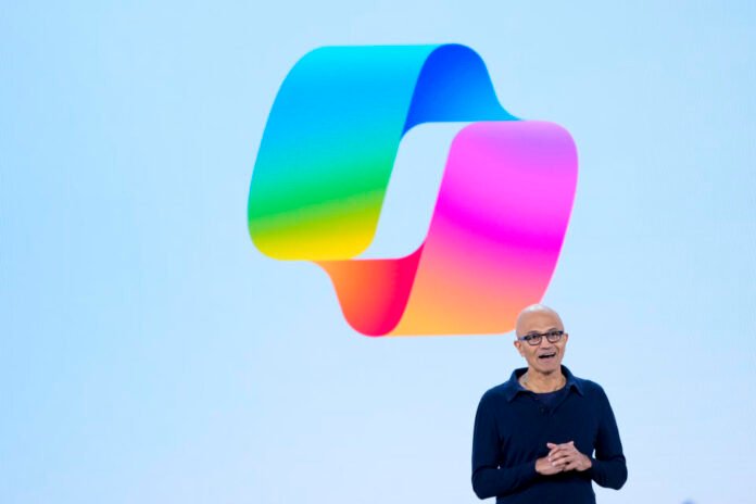 Microsoft CEO Satya Nadella speaks during a showcase event of the company's AI assistant, Copilot, ahead of the annual Build developer conference at Microsoft headquarters, Monday, May 20, 2024, in Redmond, Washington. (AP Photo/Lindsey Wasson)