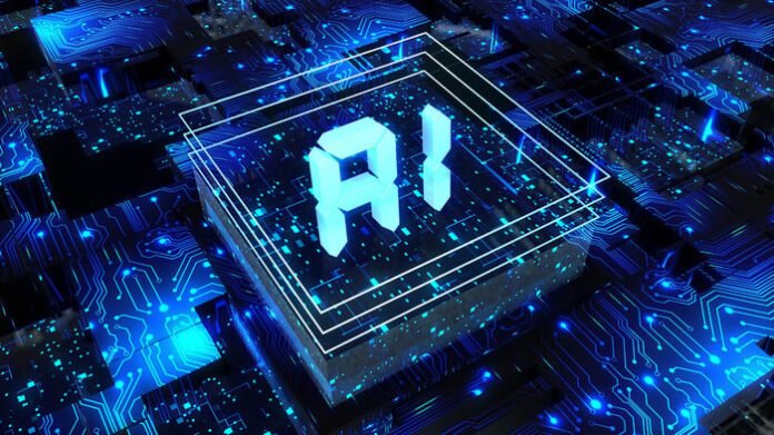 An AI GPU on a printed circuit board.